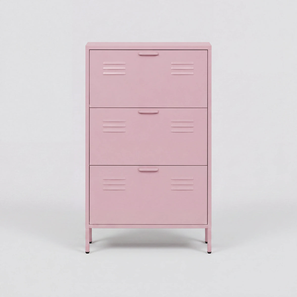 Ronja - Meuble à chaussures à 3 portes, acier rose