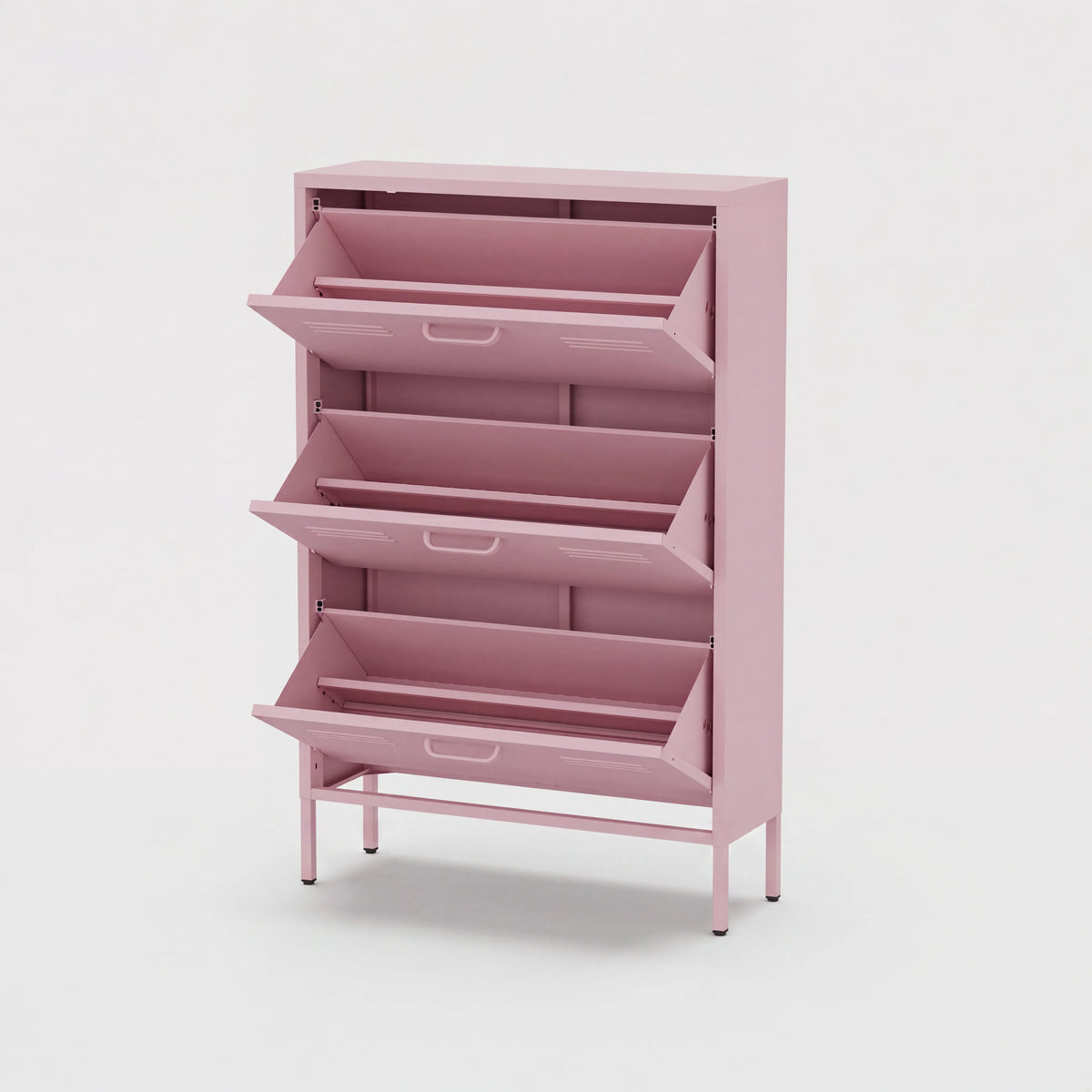 Ronja - Meuble à chaussures à 3 portes, acier rose