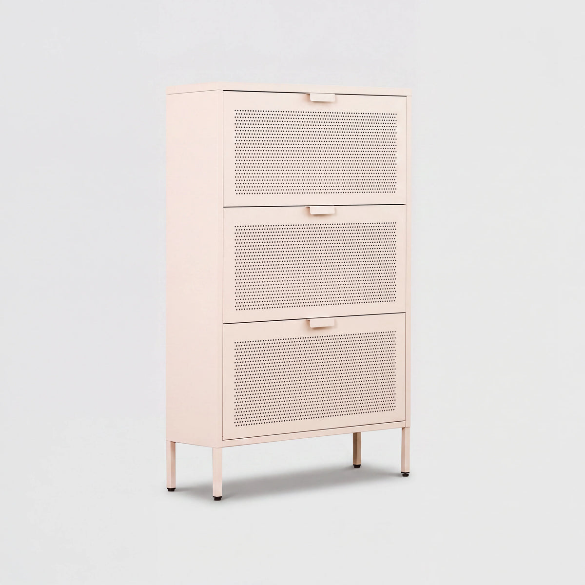 Nomi - Meuble à chaussures à 3 portes, acier beige