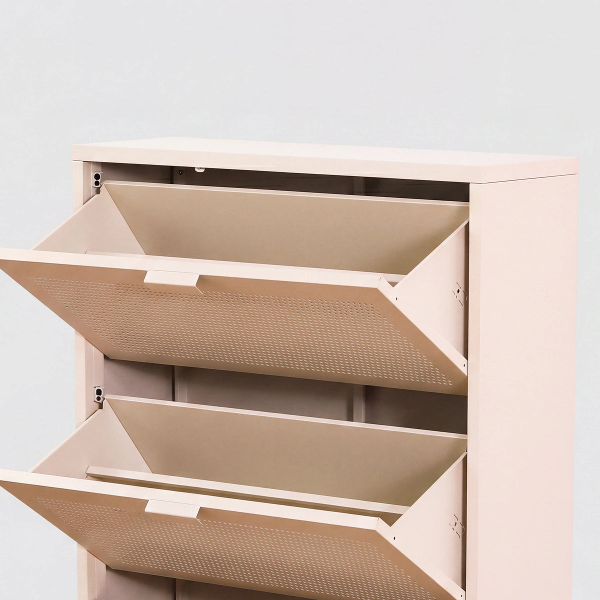 Nomi - Meuble à chaussures à 3 portes, acier beige
