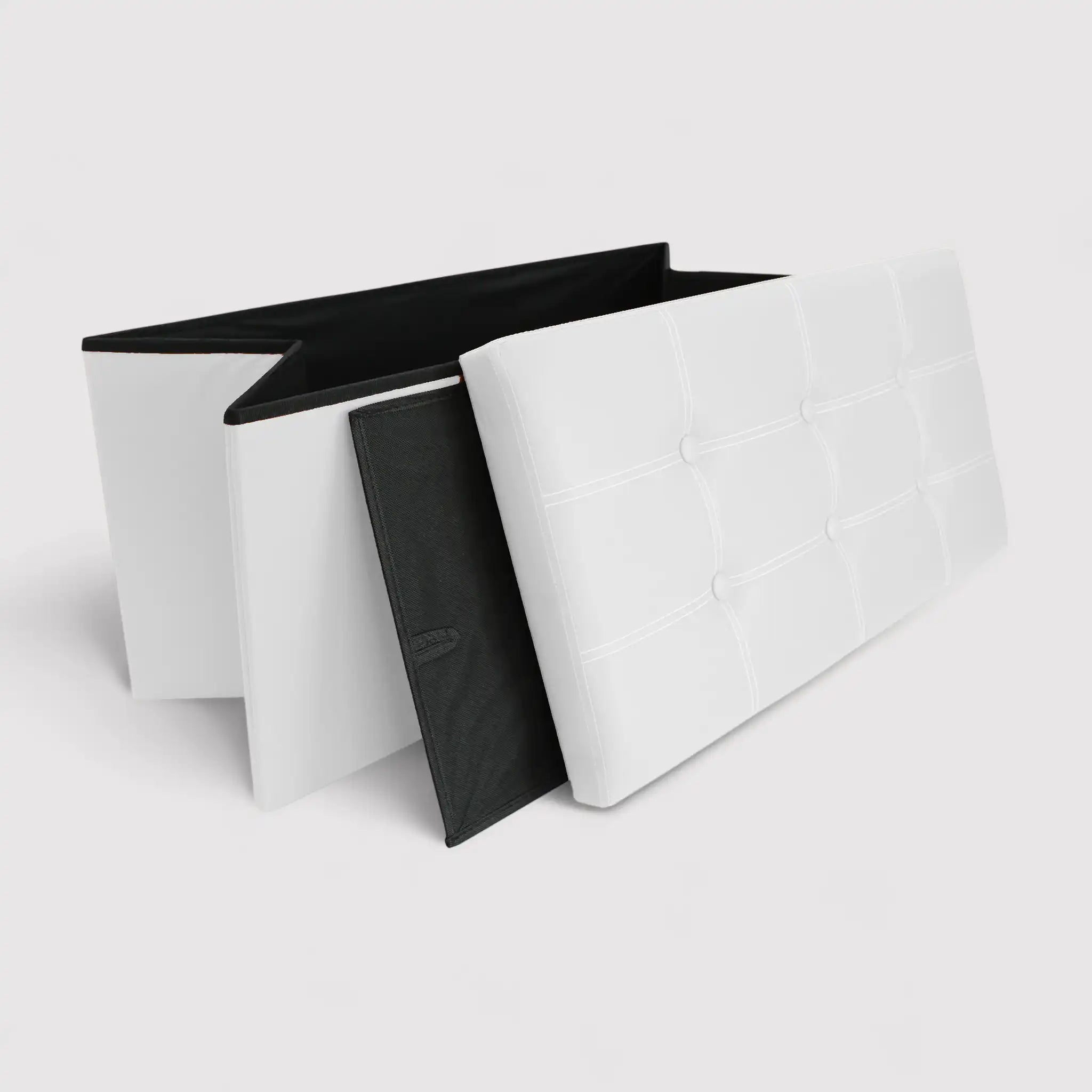 Euforbia - Pouf lungo bianco contenitore e imbottito