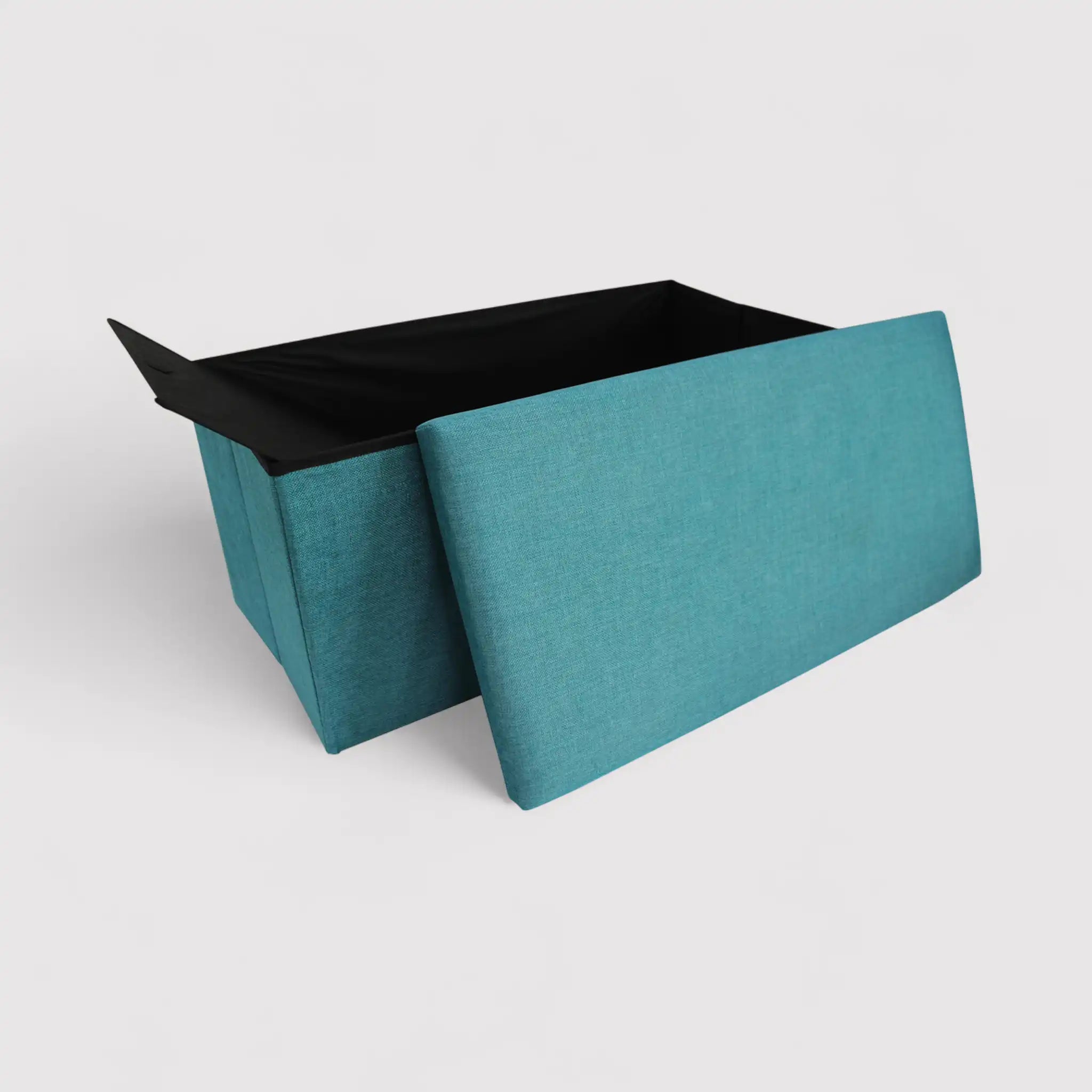 Eringio - Pouf portaoggetti rettangolare azzurro turchese