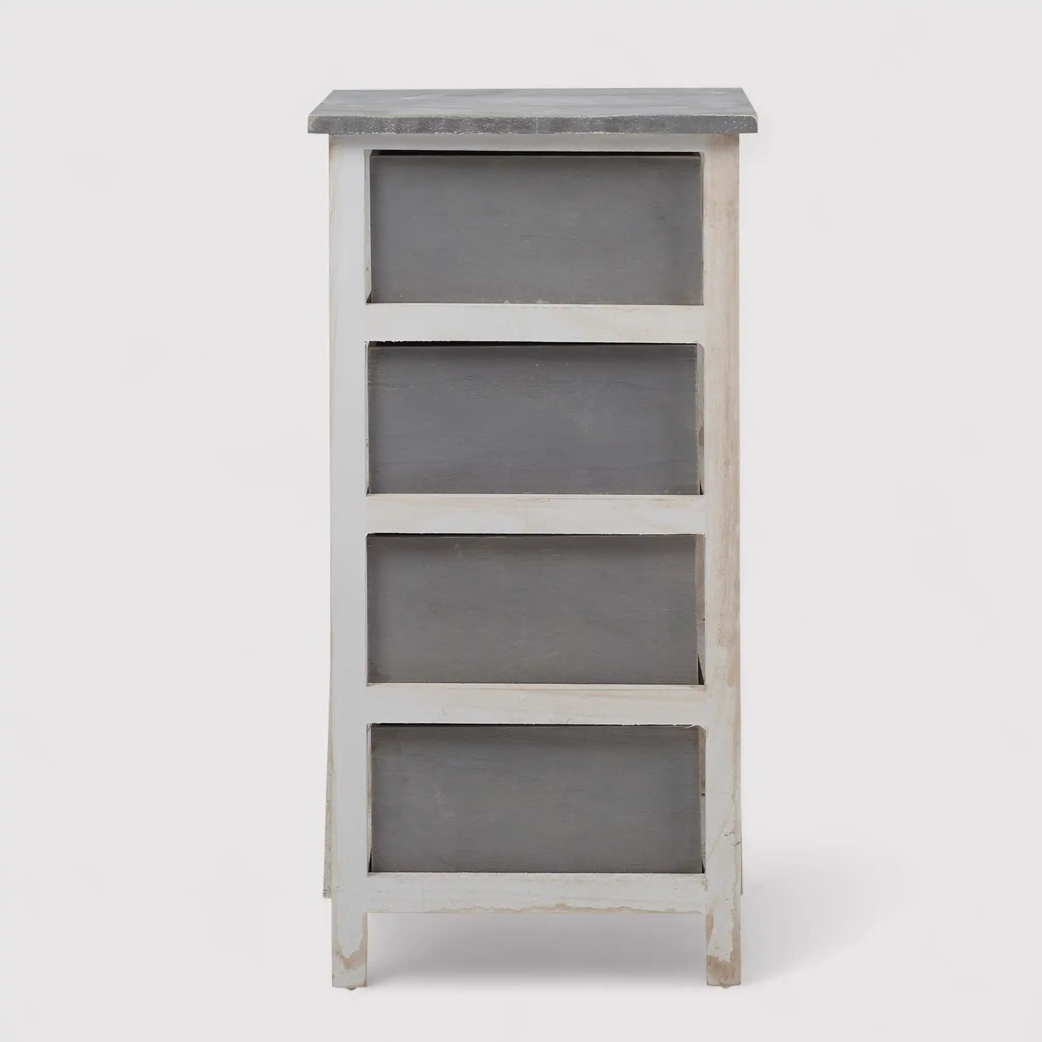 Leccio - Cassettiera in stile shabby in legno con 4 cassetti
