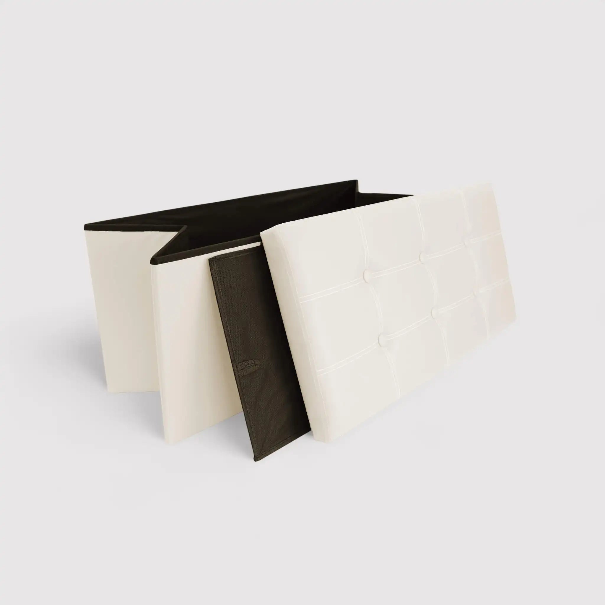 Alisso - Pouf portaoggetti beige imbottito da salotto