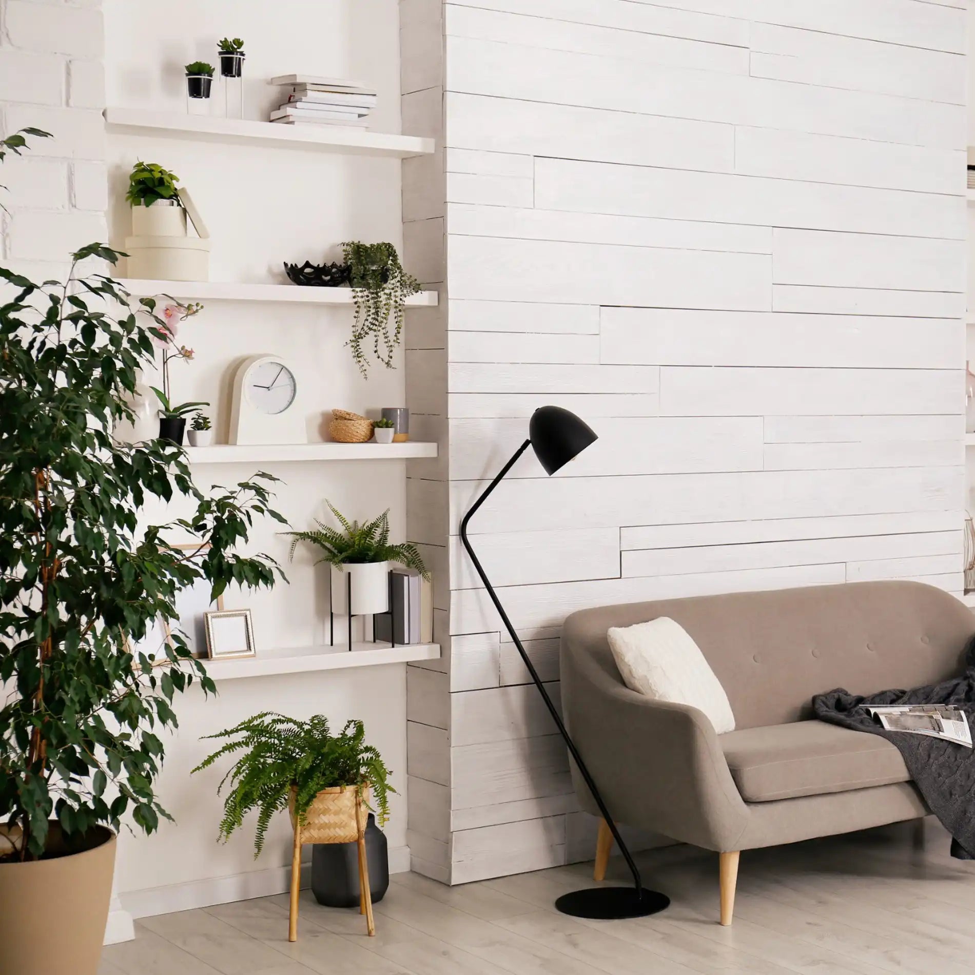 Zinnia - Set di 2 mensole bianche geometriche in stile moderno