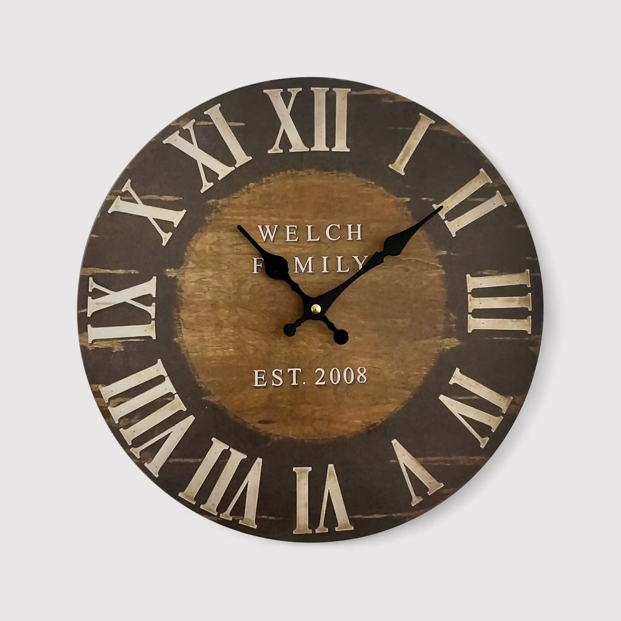 Camedrio - Orologio tondo in legno in stile industrial e vintage