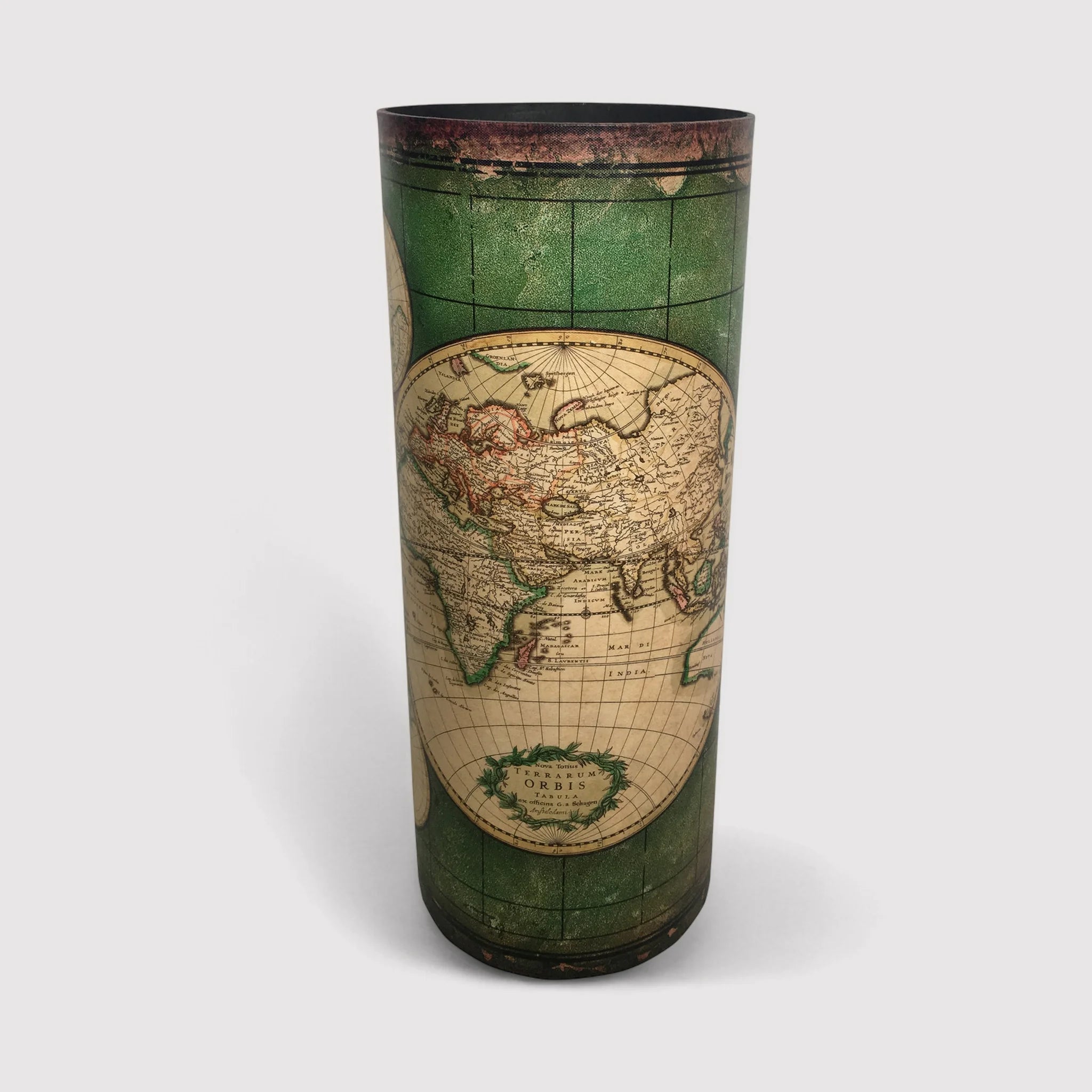 Chitalpa - Portaombrelli verde con motivo a mappamondo