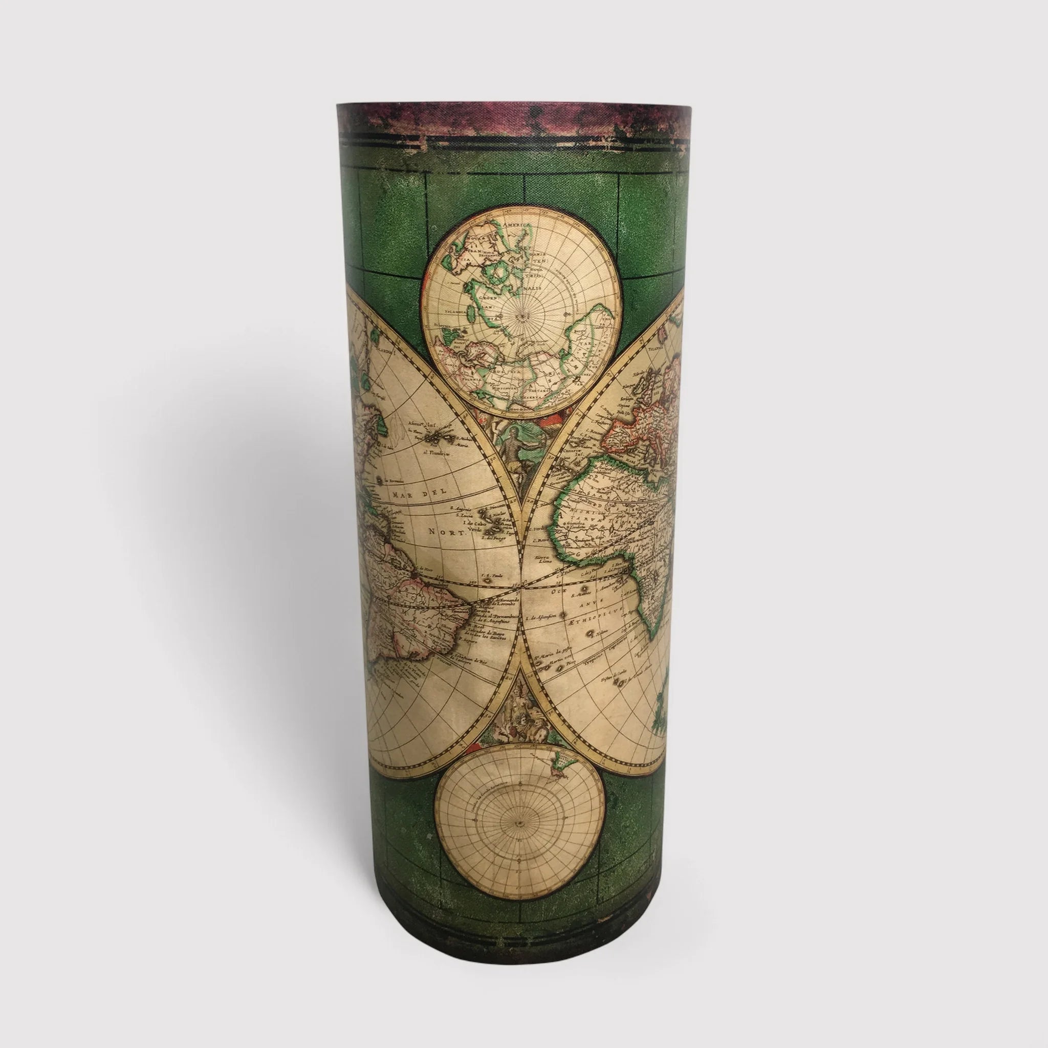 Chitalpa - Portaombrelli verde con motivo a mappamondo