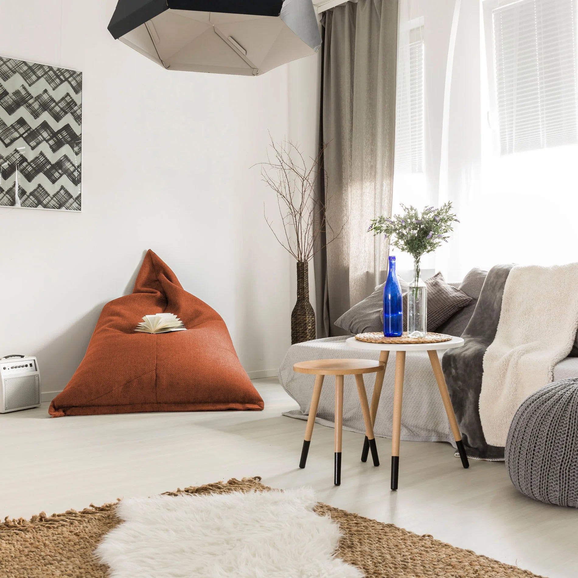 Carambola - Fodera per pouf a sacco arancione da riempire