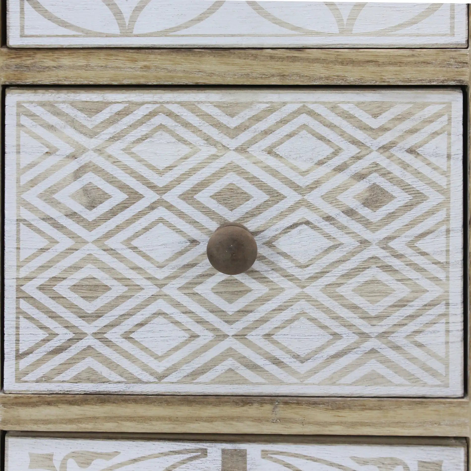 Plumeria - Comodino alto bianco in legno con 3 cassetti