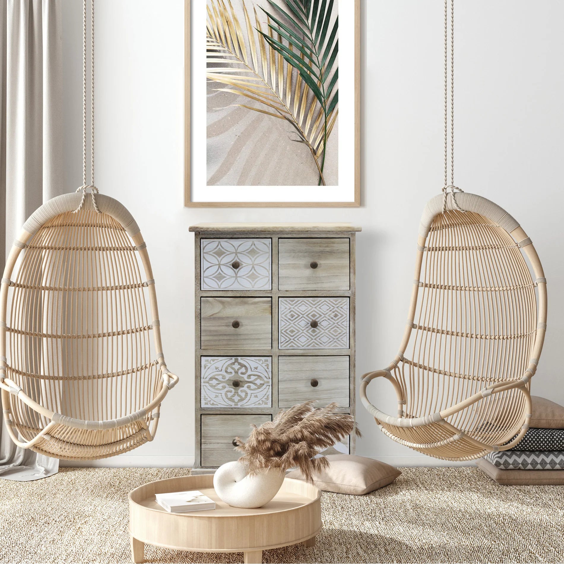 Stapelia - Mobiletto in legno con 8 cassetti decorati