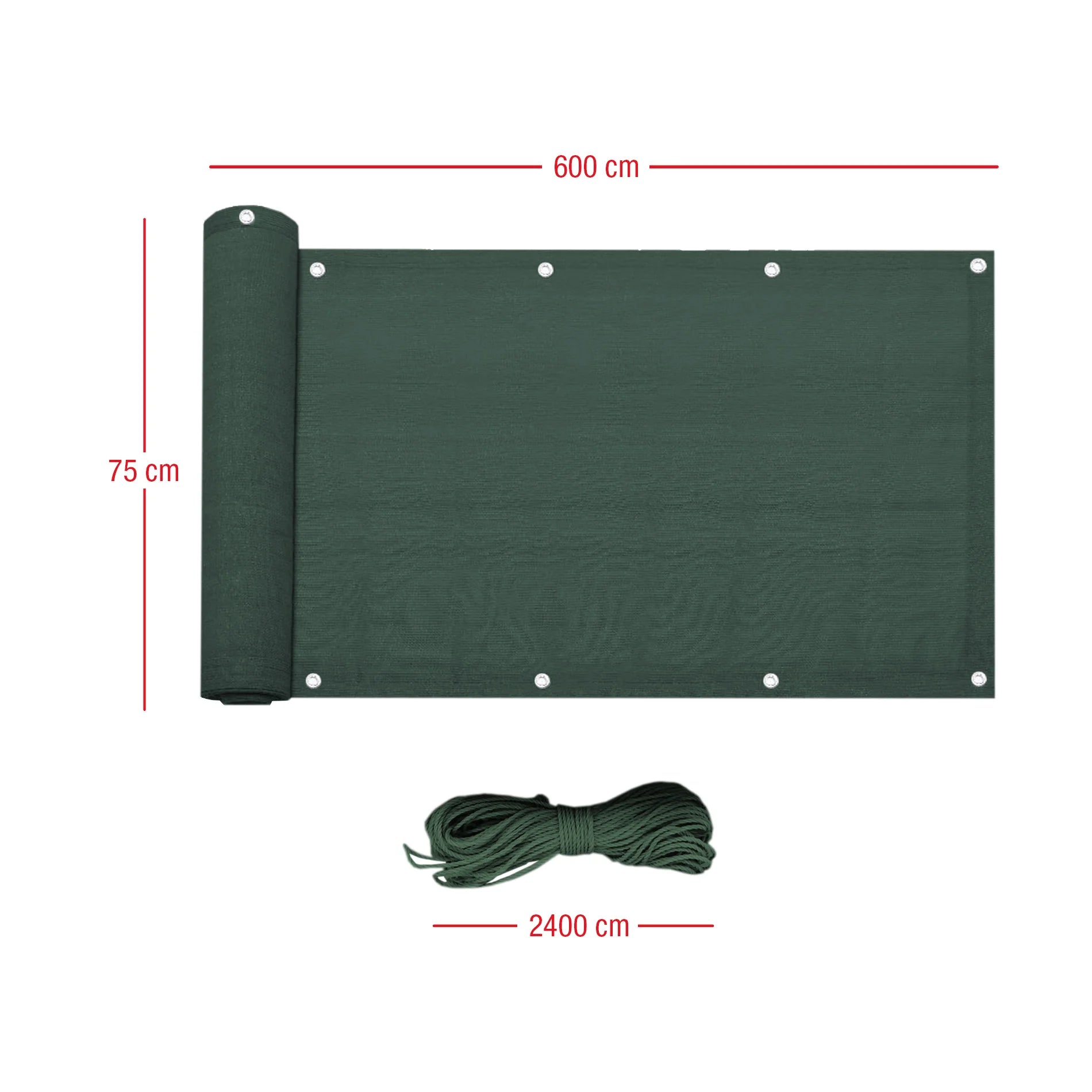 Maonia - Telo copri ringhiera per balcone verde 75x600 cm