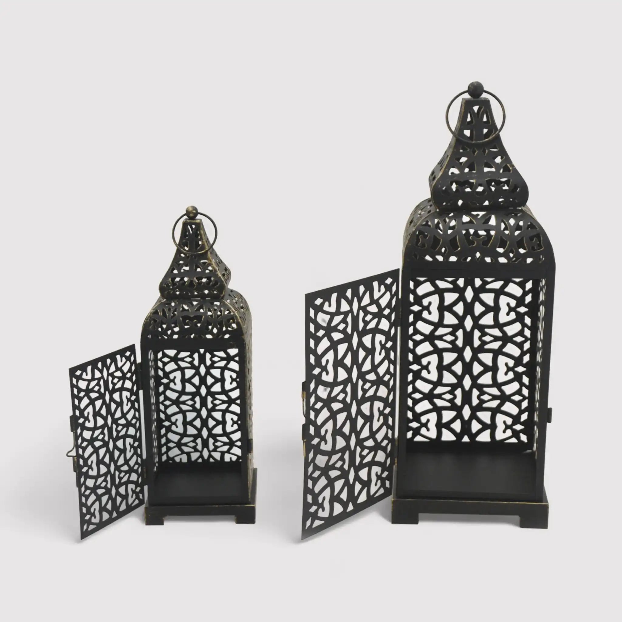Nanah - Set di 2 lanterne marocchine decorative nere