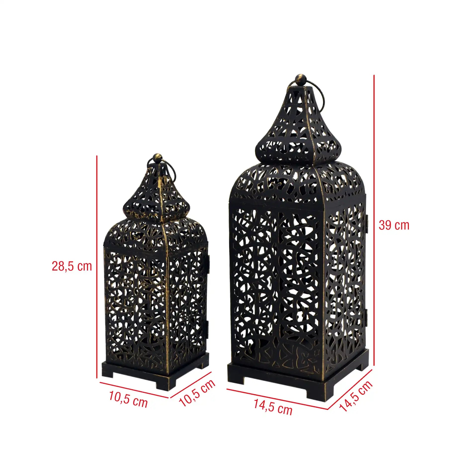 Nanah - Set di 2 lanterne marocchine decorative nere