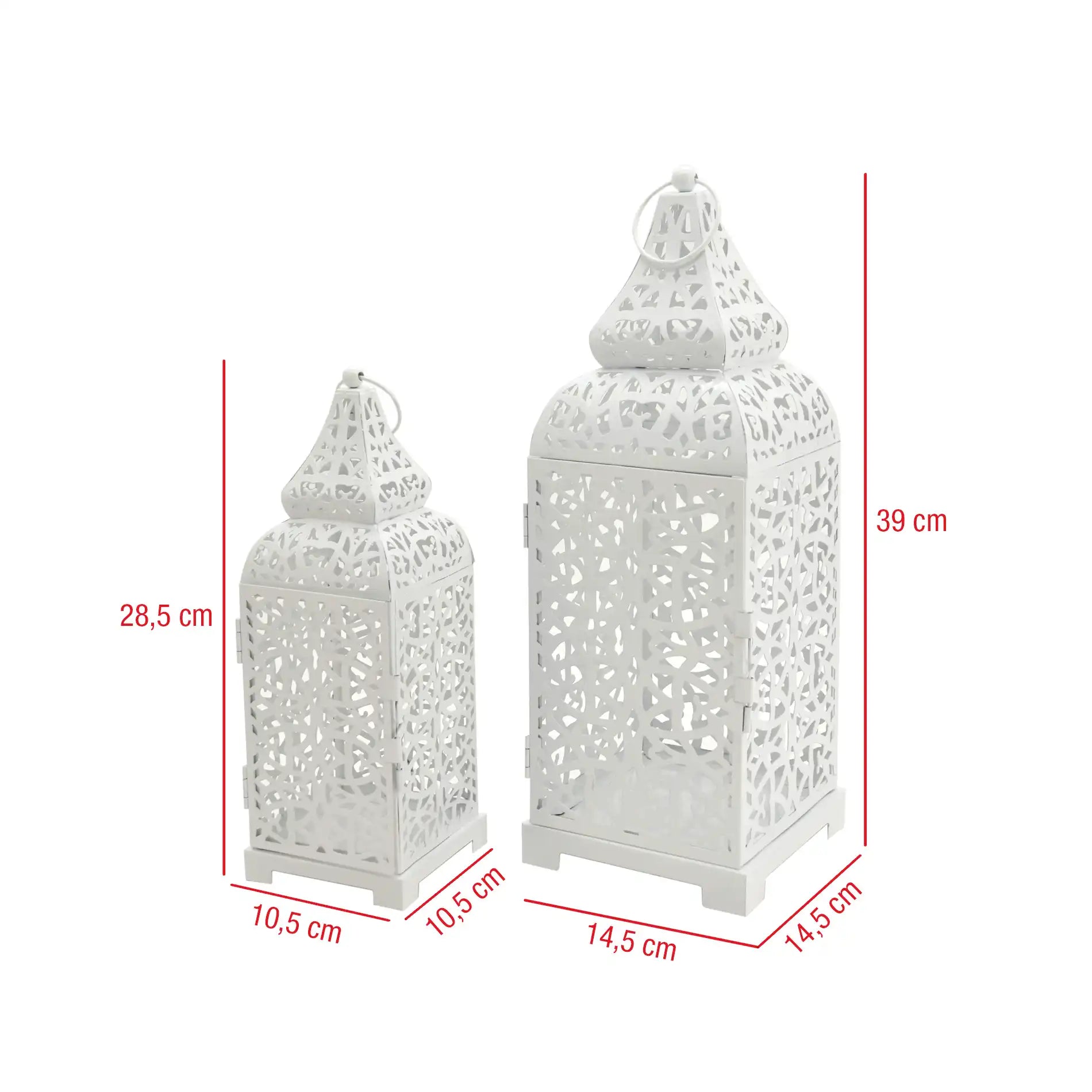 Palay - Set di 2 lanterne bianche in metallo intagliato