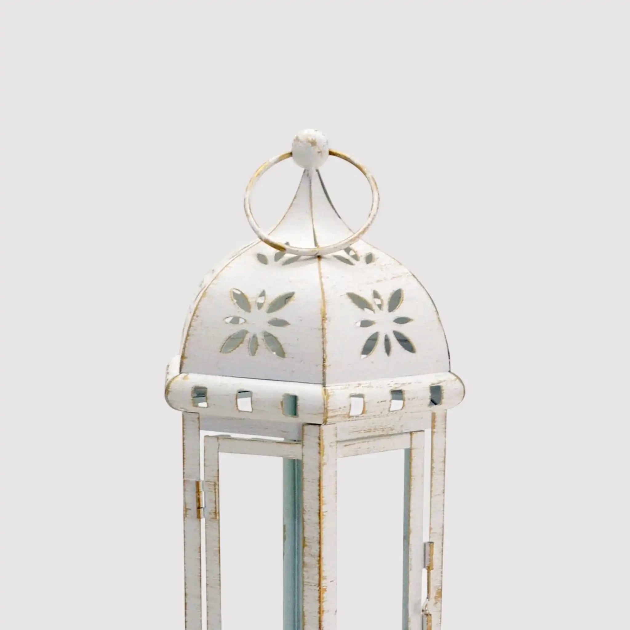 Dalia - Set di 2 lanterne bianche decorate per casa