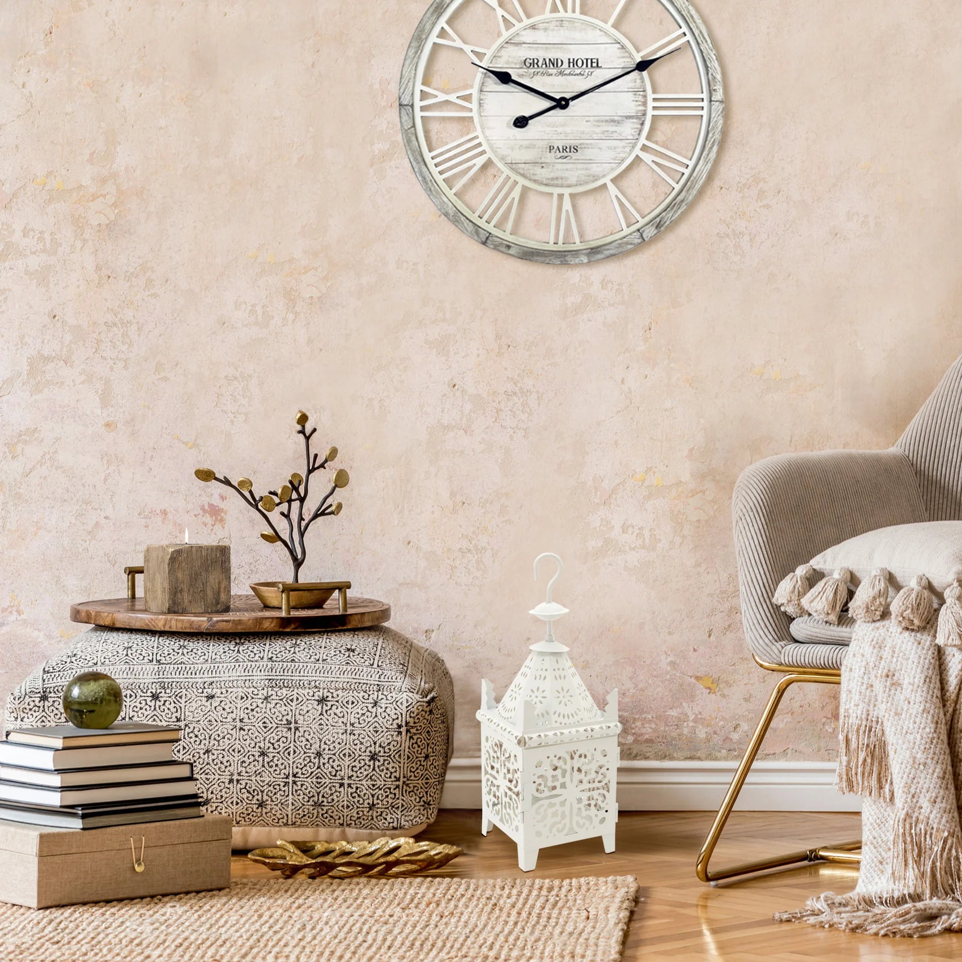 Islaya - Lanterna da appendere bianca in stile etnico