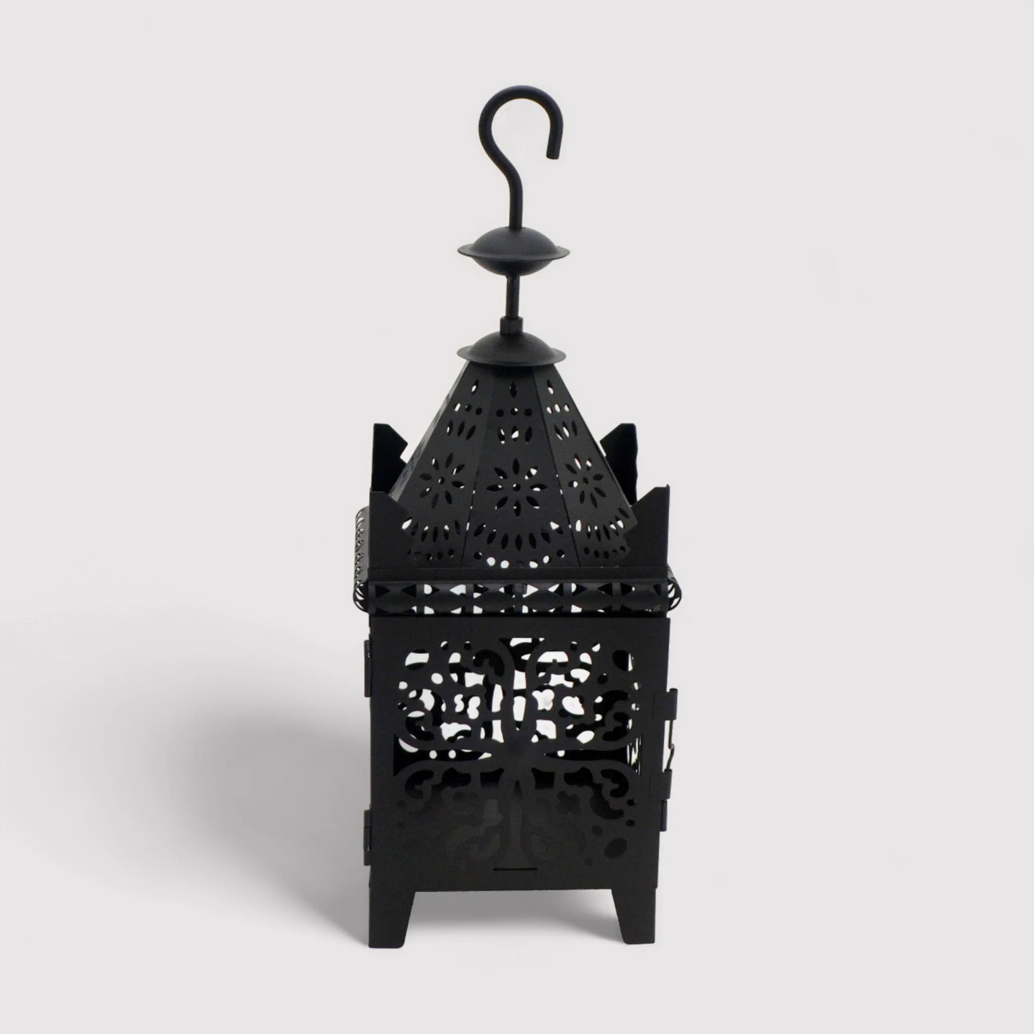 Simal - Lanterna in metallo intagliato nero con gancio
