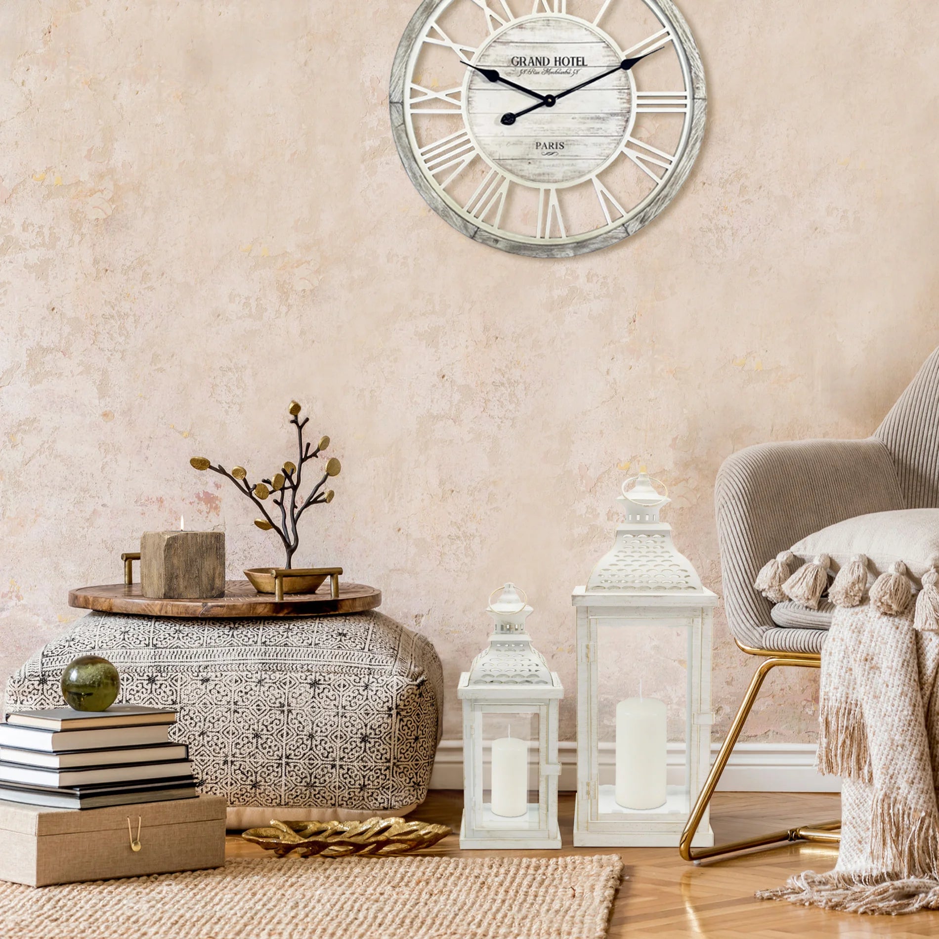 Jasmine - Set di 2 lanterne da terra per casa o balcone