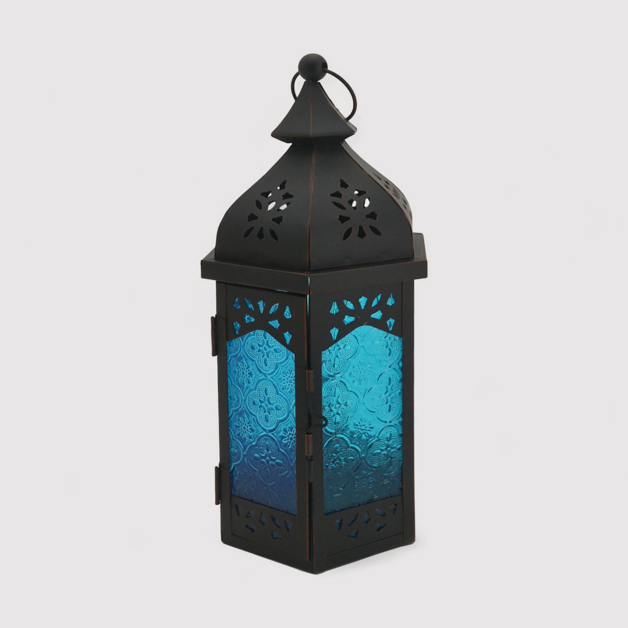 Argan - Lanterna portacandele grande blu in stile turco