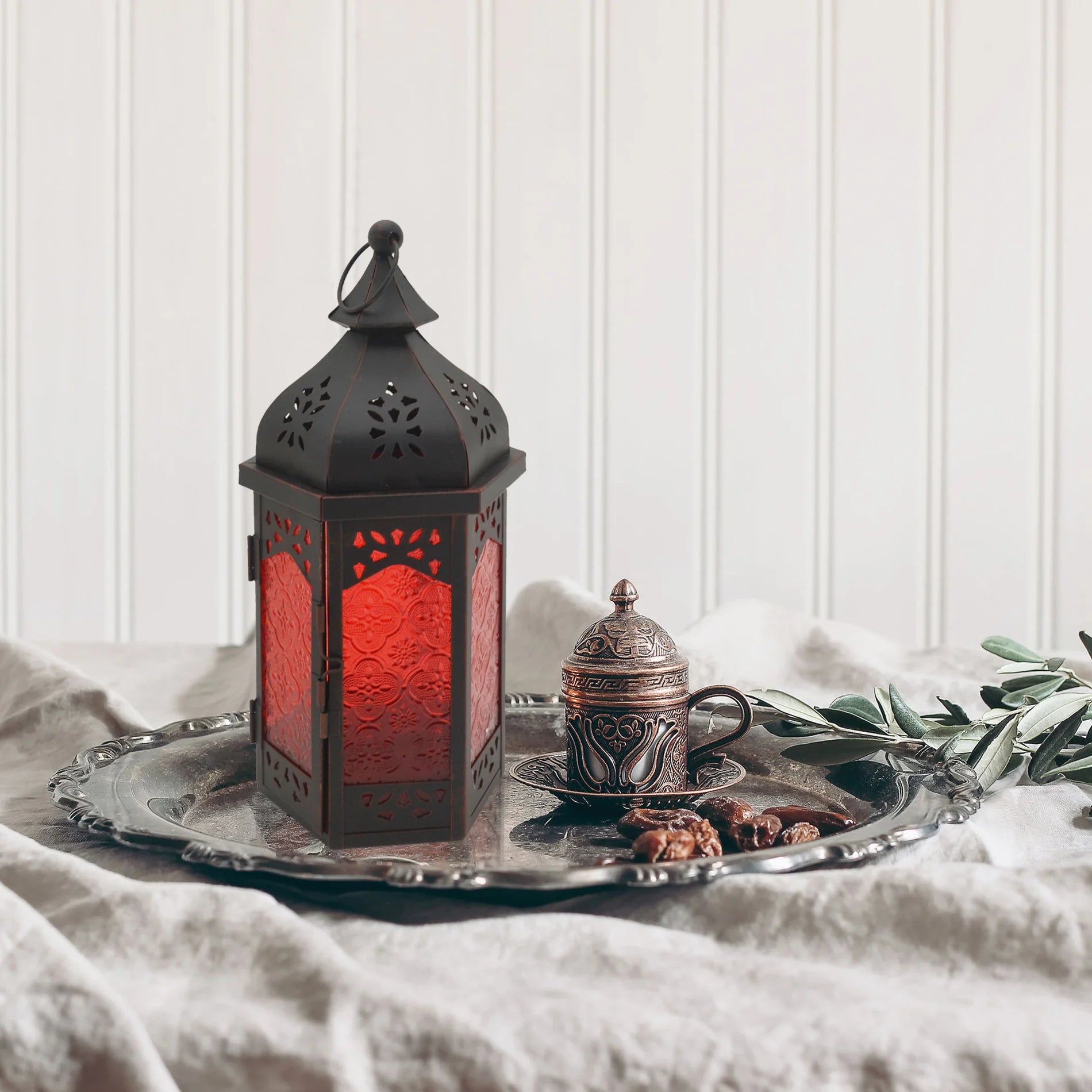 Santol - Lanterna grande rossa in stile boho