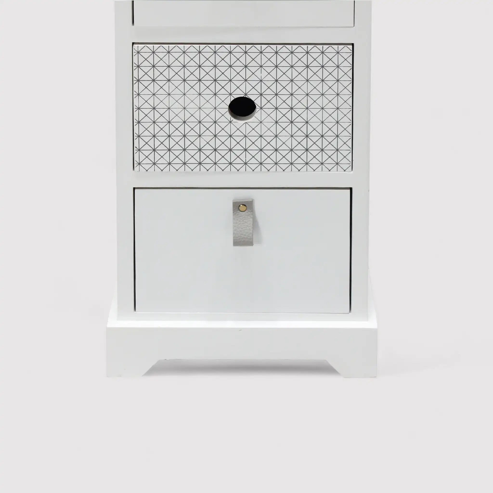 Clematis - Comodino con 3 cassetti bianco per camera da letto