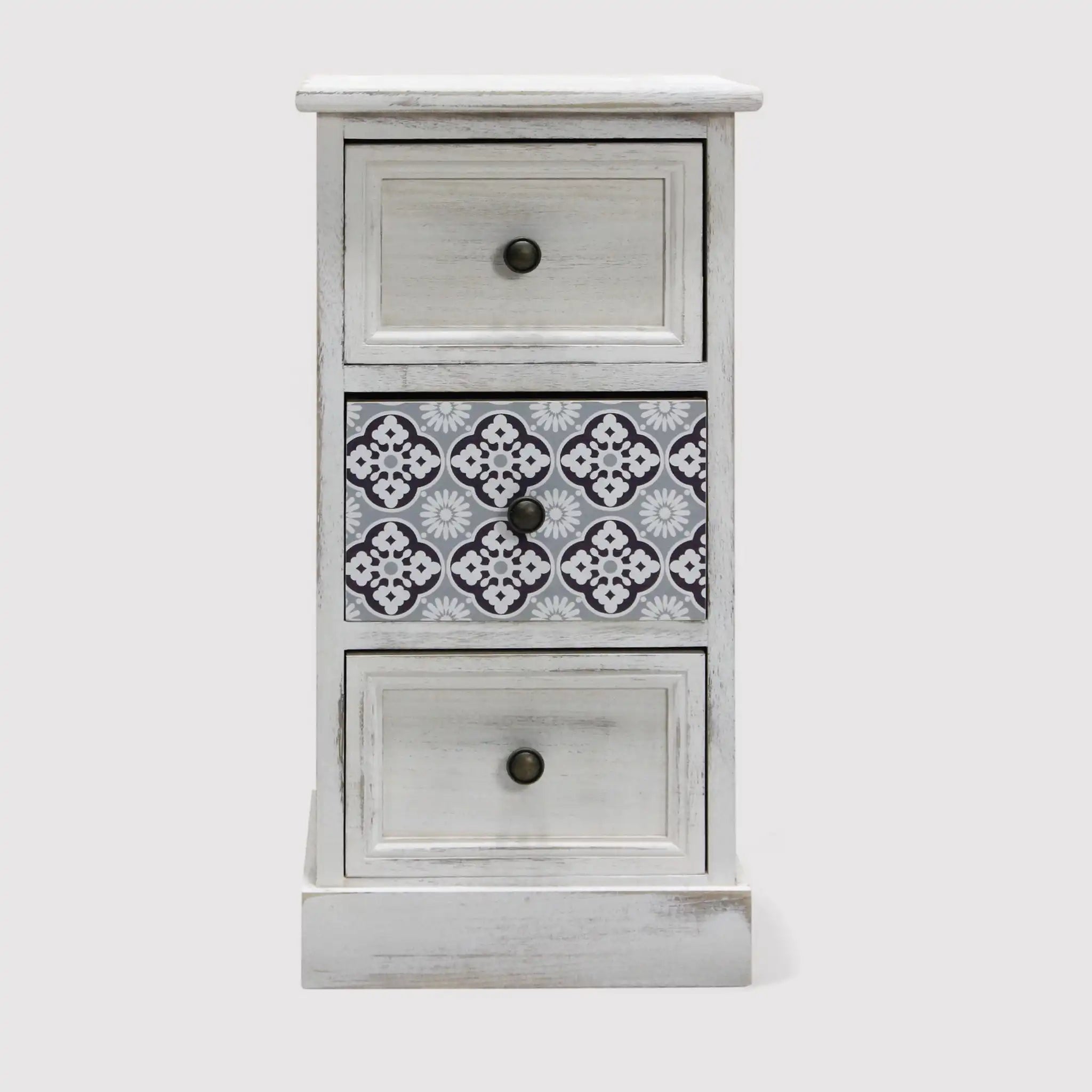 Durian - Comodino da camera bianco in stile classico