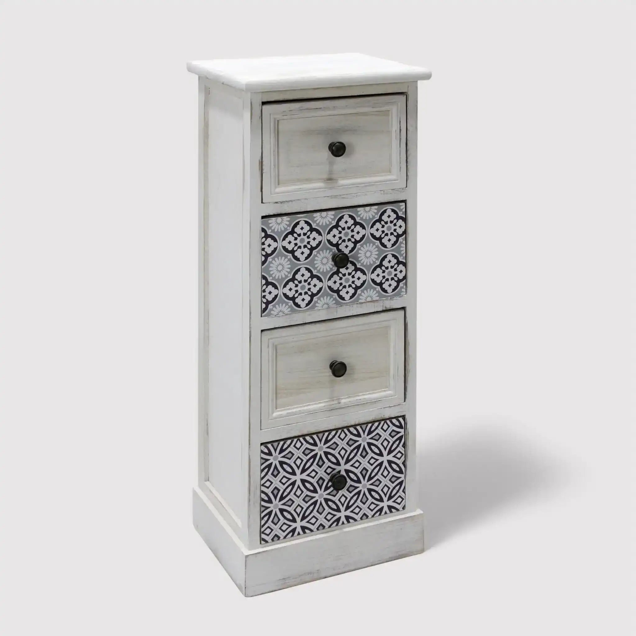 Frangola - Cassettiera con 4 cassetti bianca in stile classico