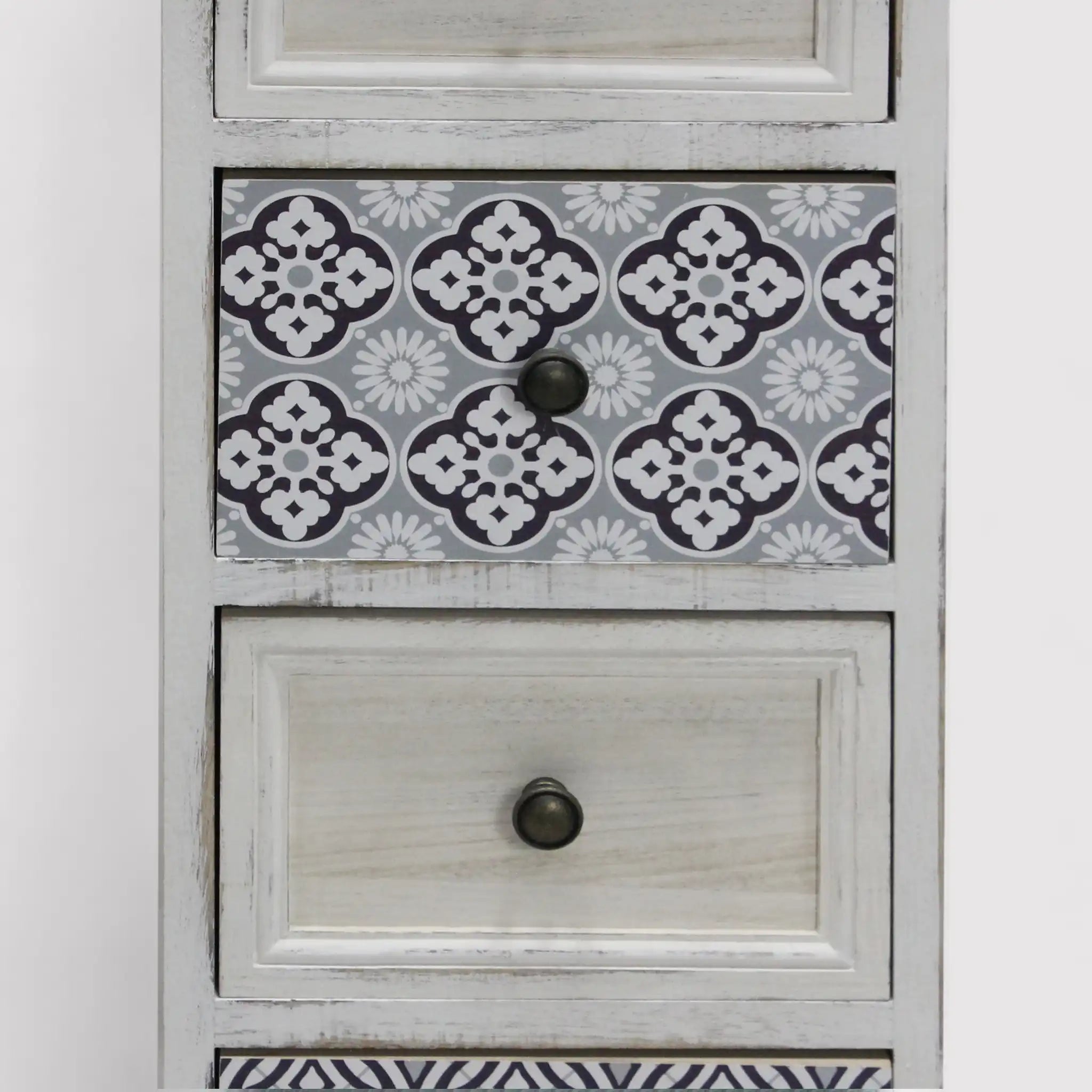 Frangola - Cassettiera con 4 cassetti bianca in stile classico