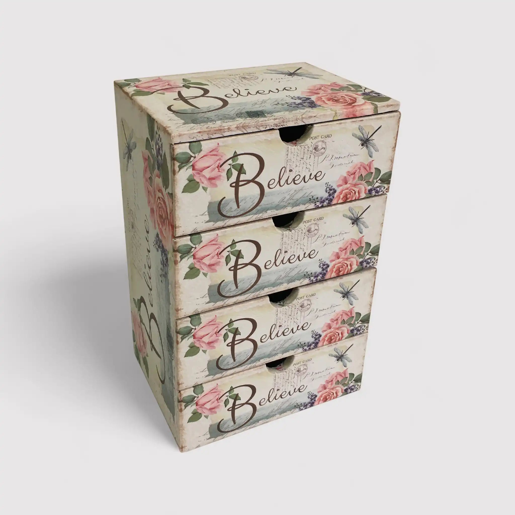 Iresine - Cassettiera da tavolo bianca con 4 cassetti