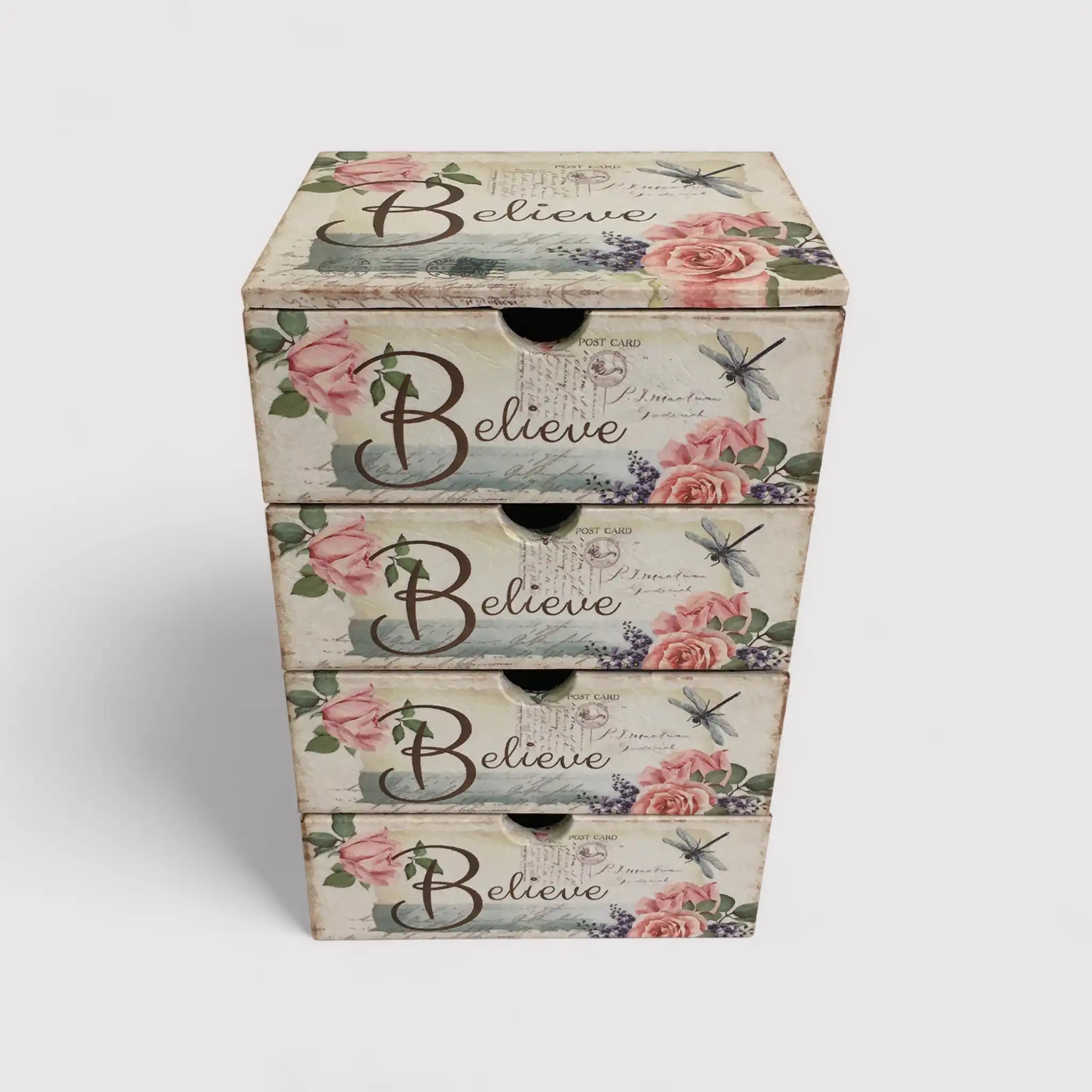 Iresine - Cassettiera da tavolo bianca con 4 cassetti