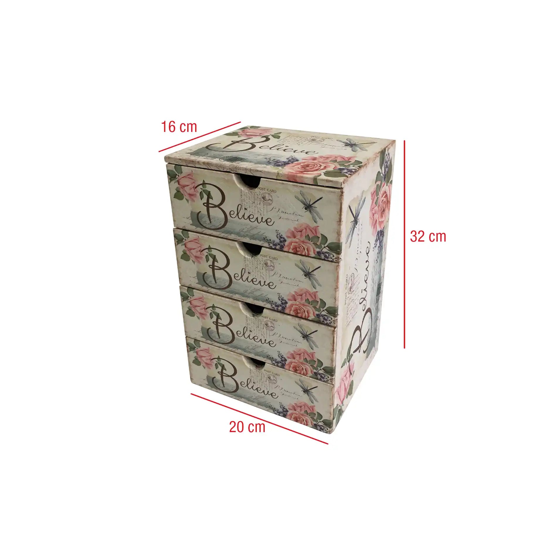 Iresine - Cassettiera da tavolo bianca con 4 cassetti