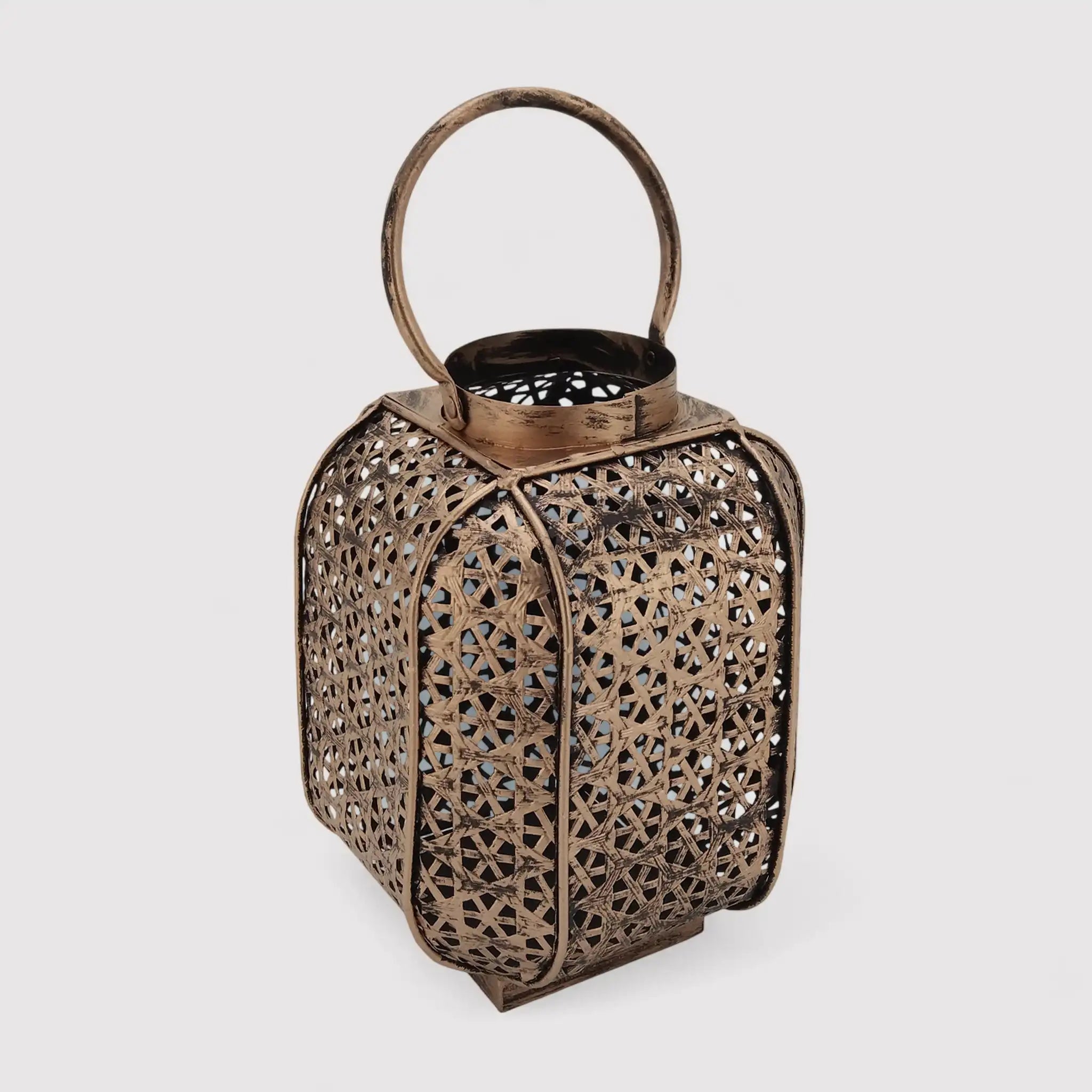 Saponaria - Lanterna boho chic color bronzo in metallo