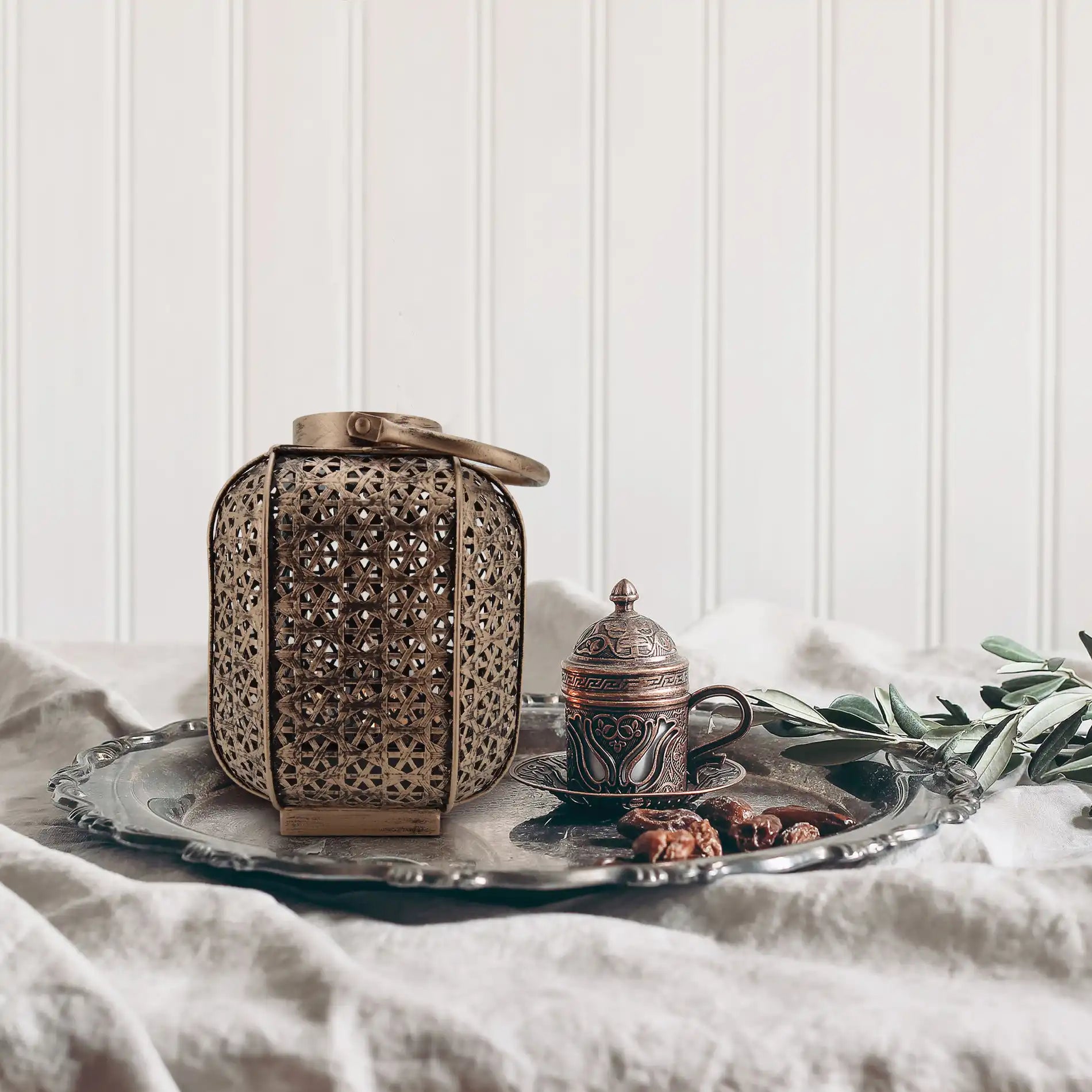 Saponaria - Lanterna boho chic color bronzo in metallo