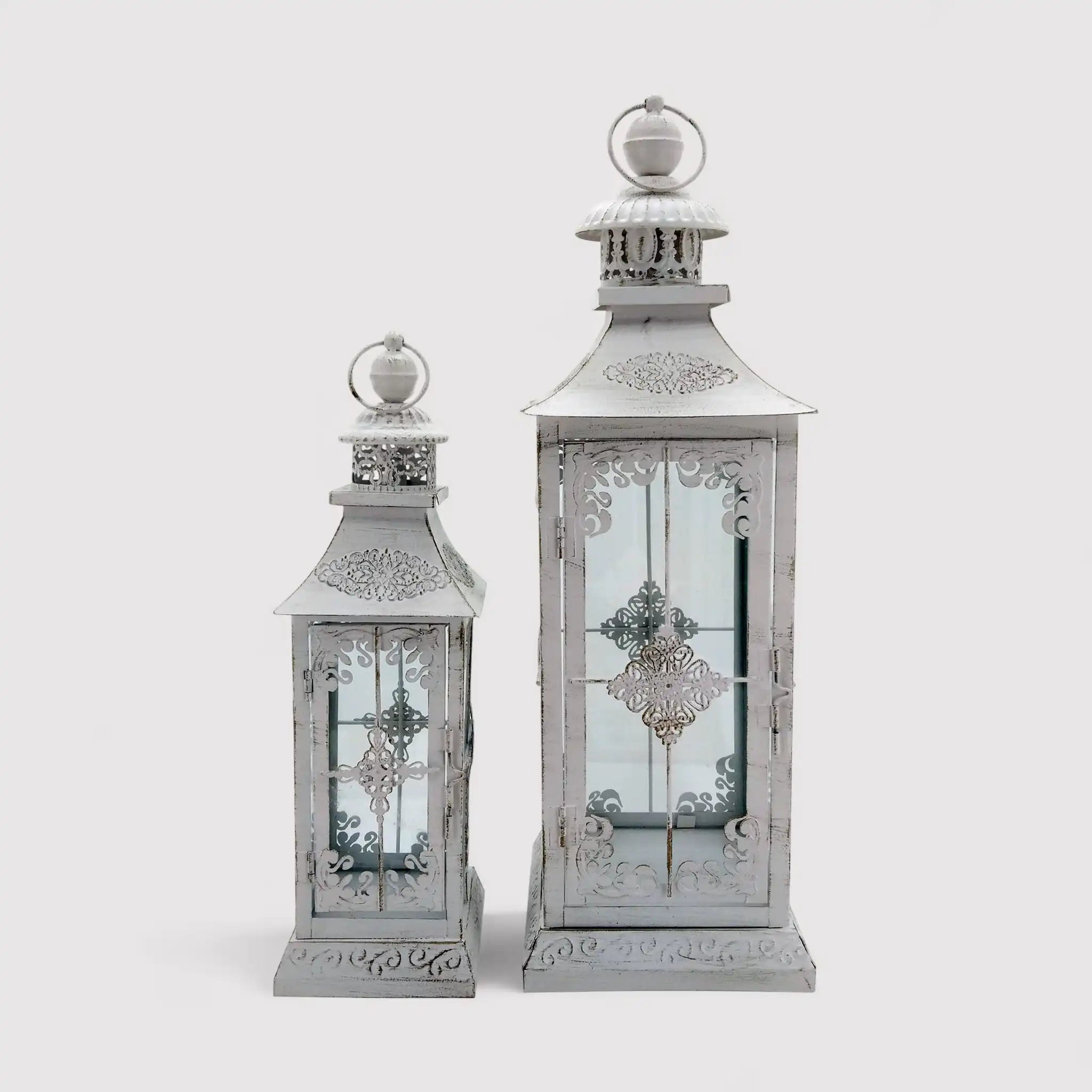 Ninfea - Set 2 di lanterne grandi bianche