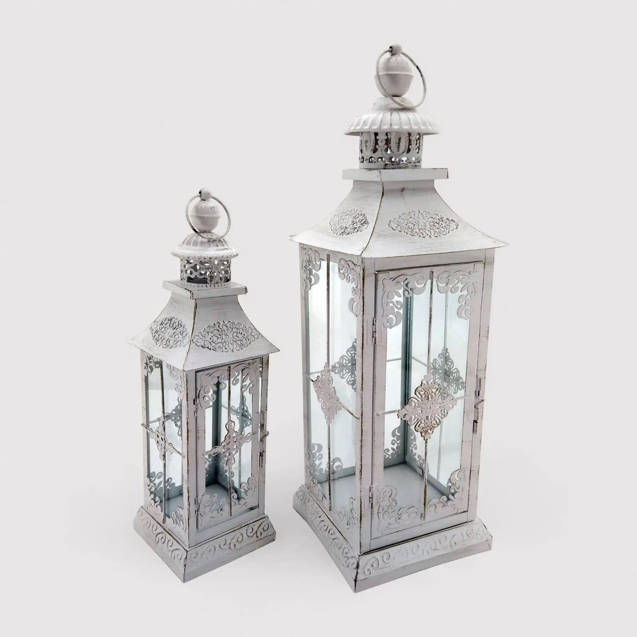 Ninfea - Set 2 di lanterne grandi bianche
