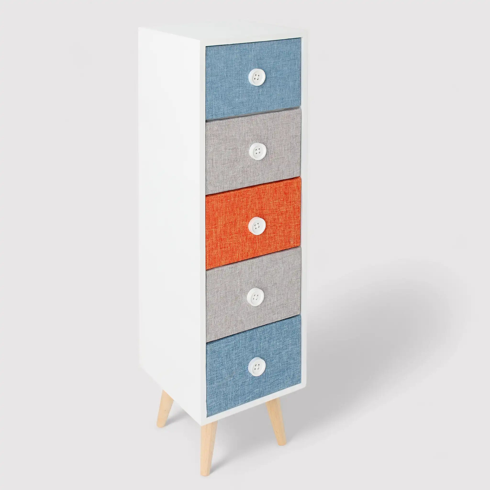 Elleboro - Cassettiera multiuso con 5 cassetti colorati