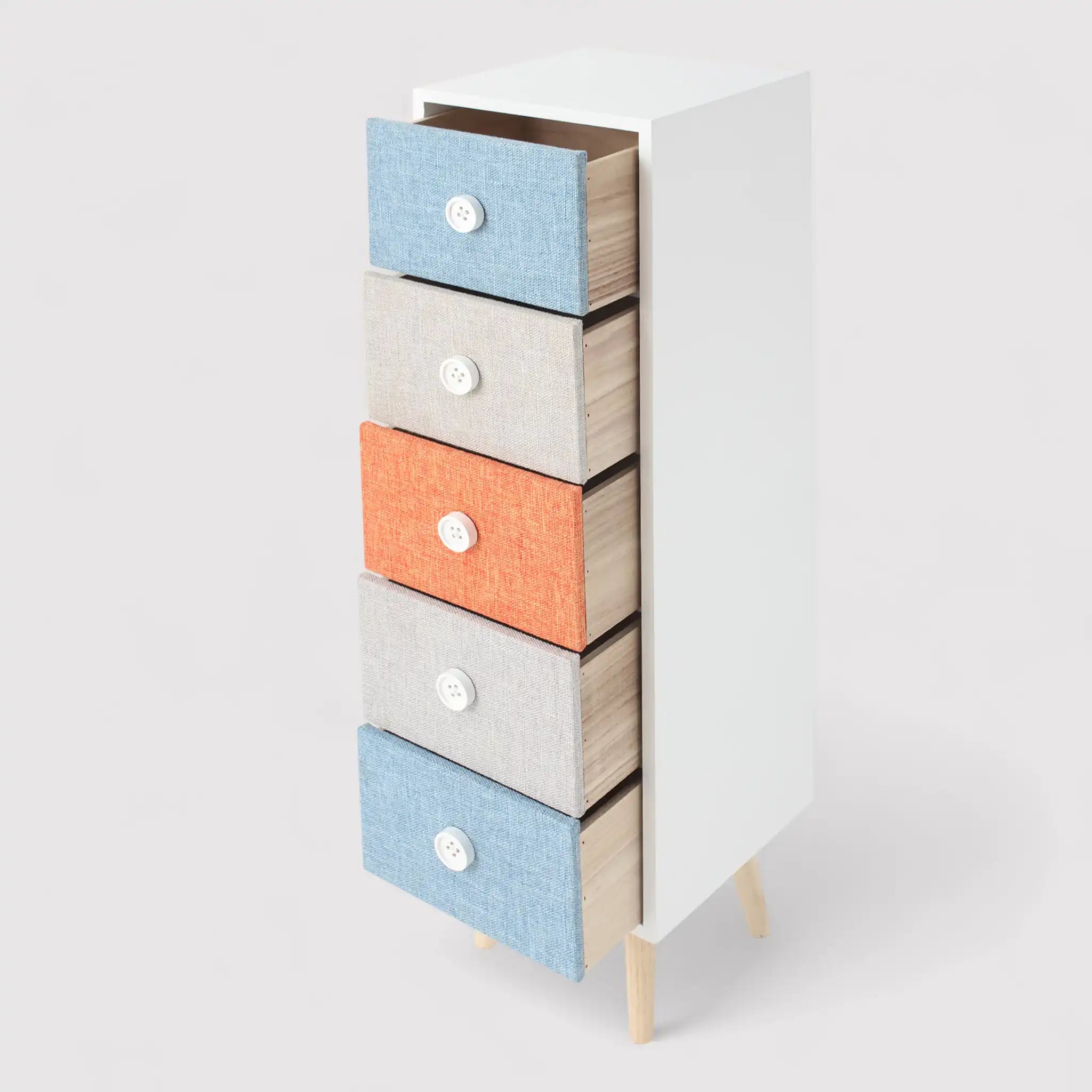 Elleboro - Cassettiera multiuso con 5 cassetti colorati