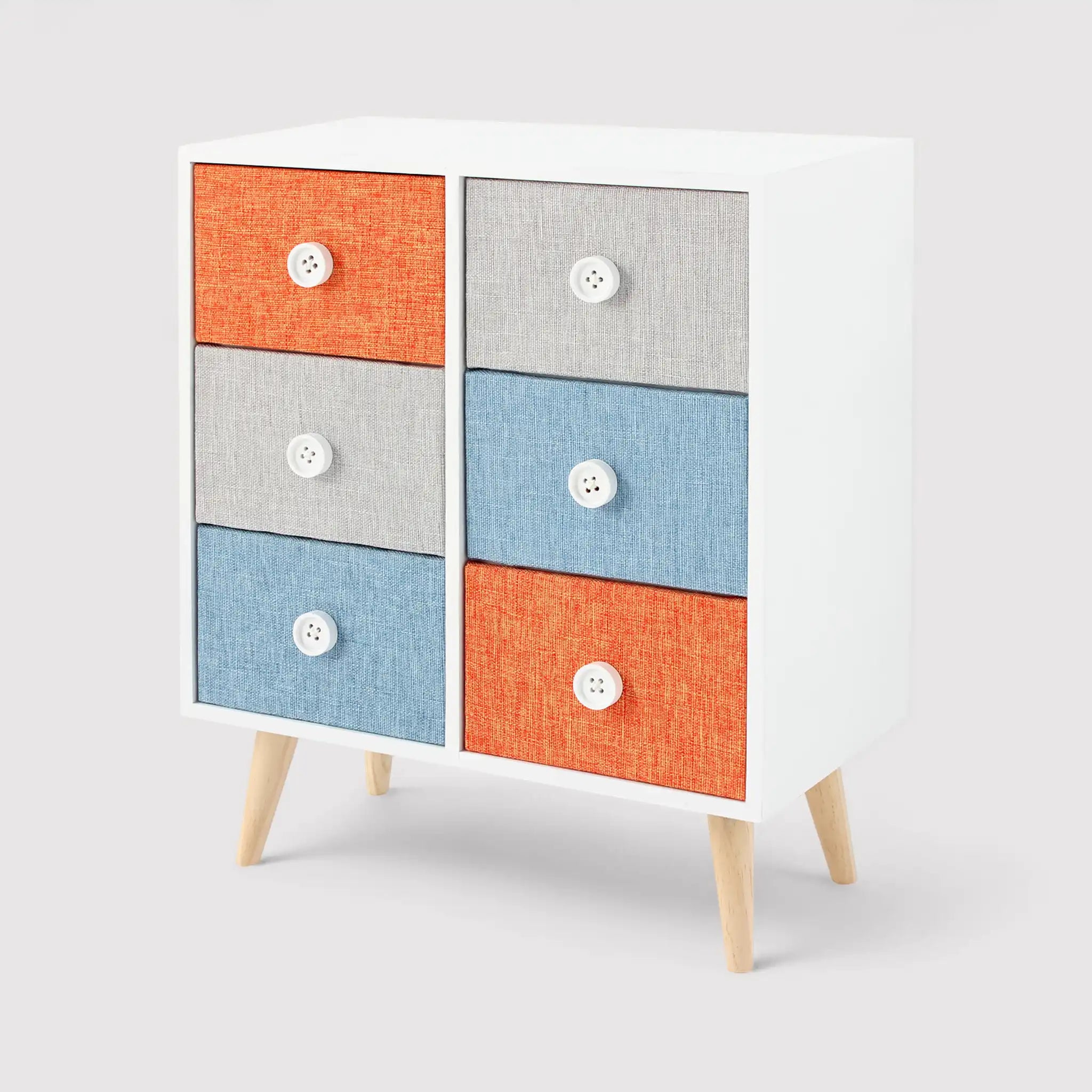 Rowan - Mobiletto con 6 cassetti colorati in stile moderno