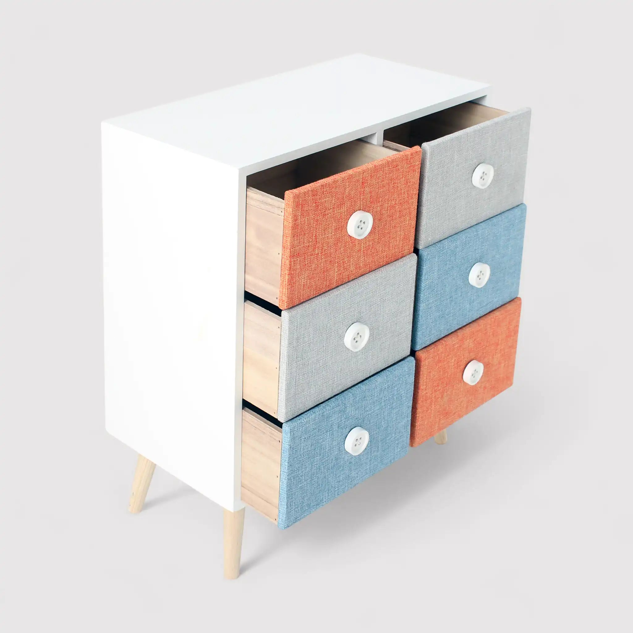 Rowan - Mobiletto con 6 cassetti colorati in stile moderno