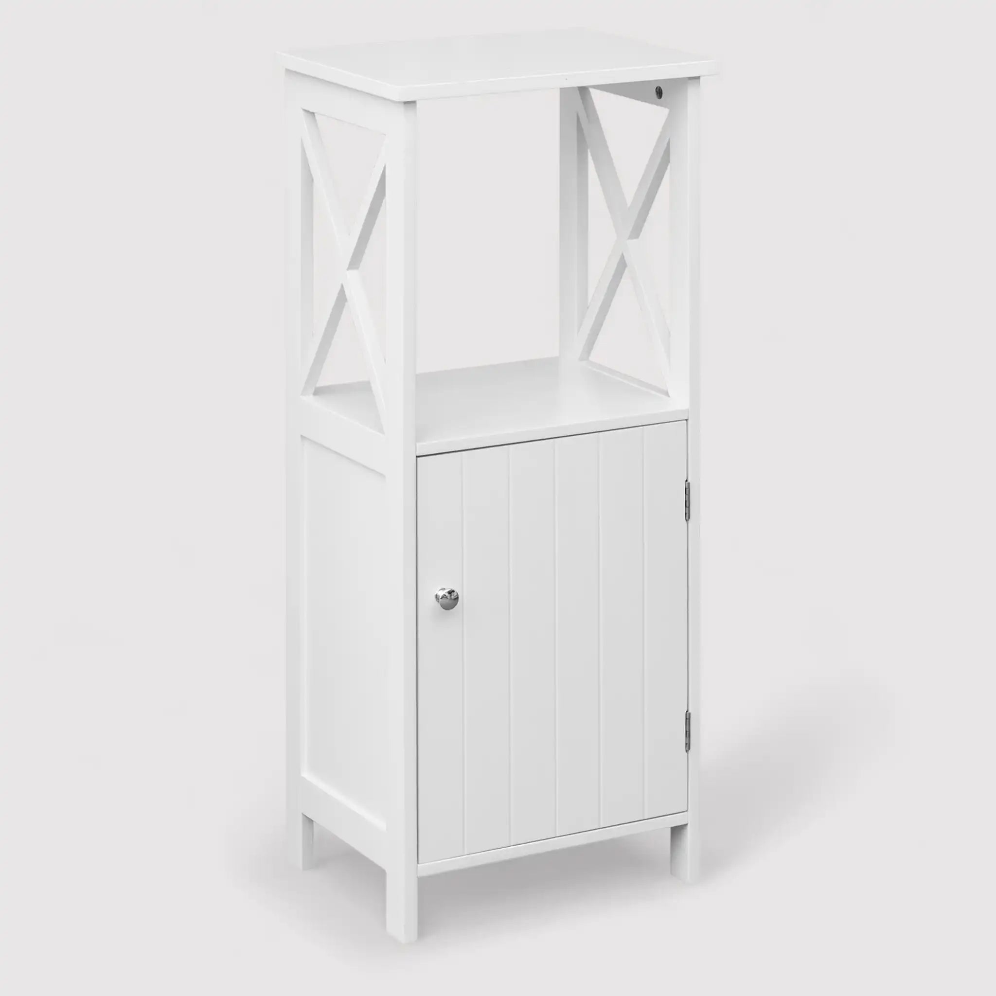 Carapa - Mobiletto a colonna per bagno con un'anta e un ripiano