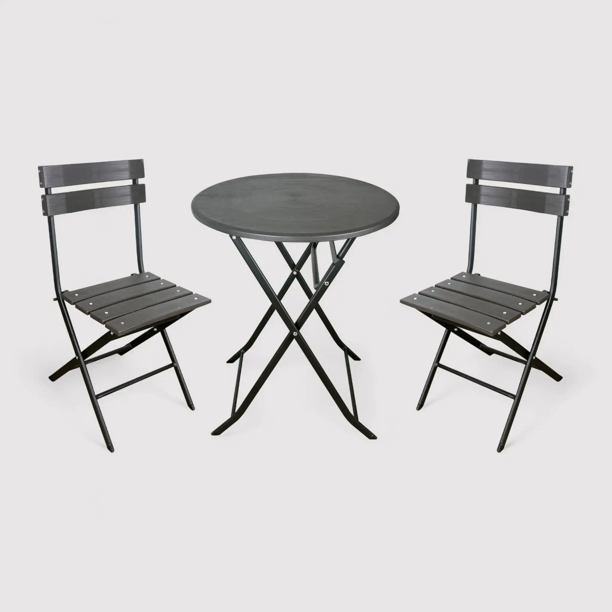 Camelia - Tavolino tondo da esterno pieghevole grigio scuro