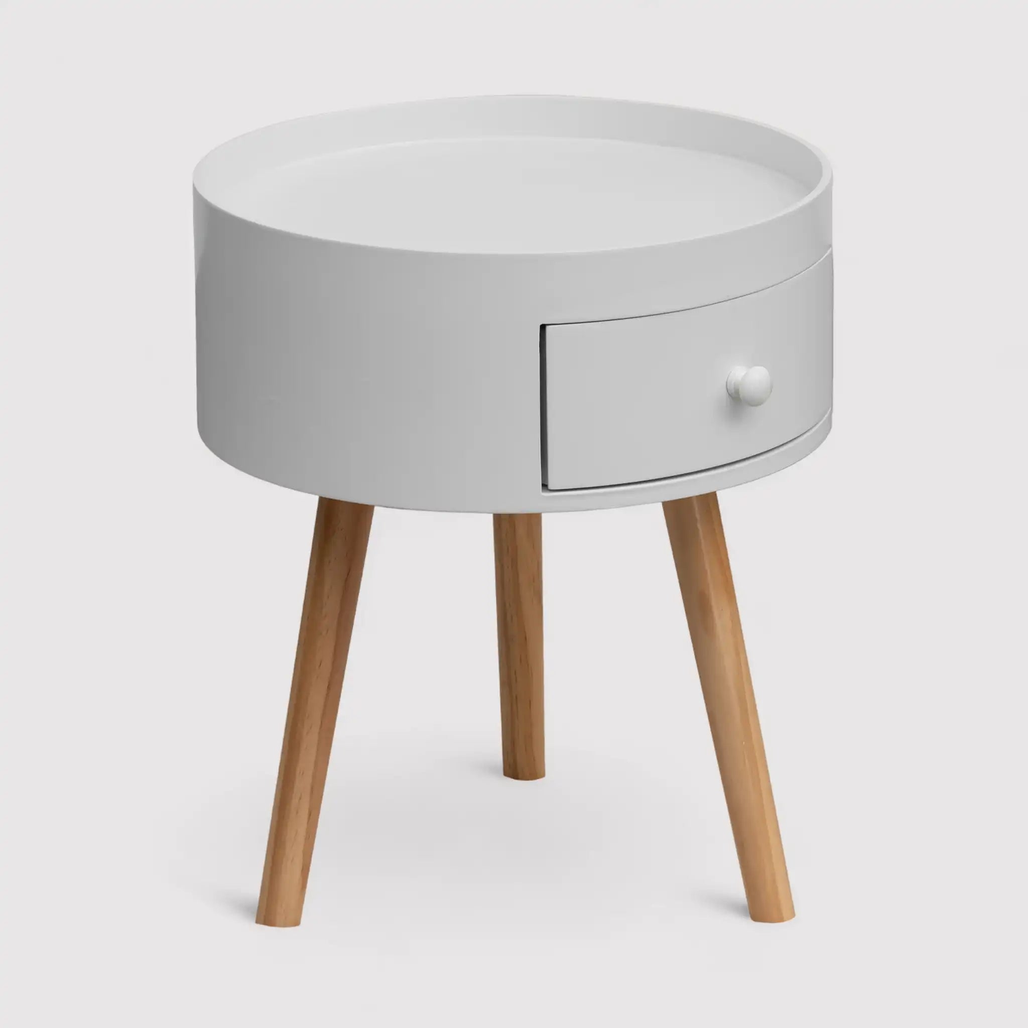 Ciclamino - Comodino tondo in stile scandinavo