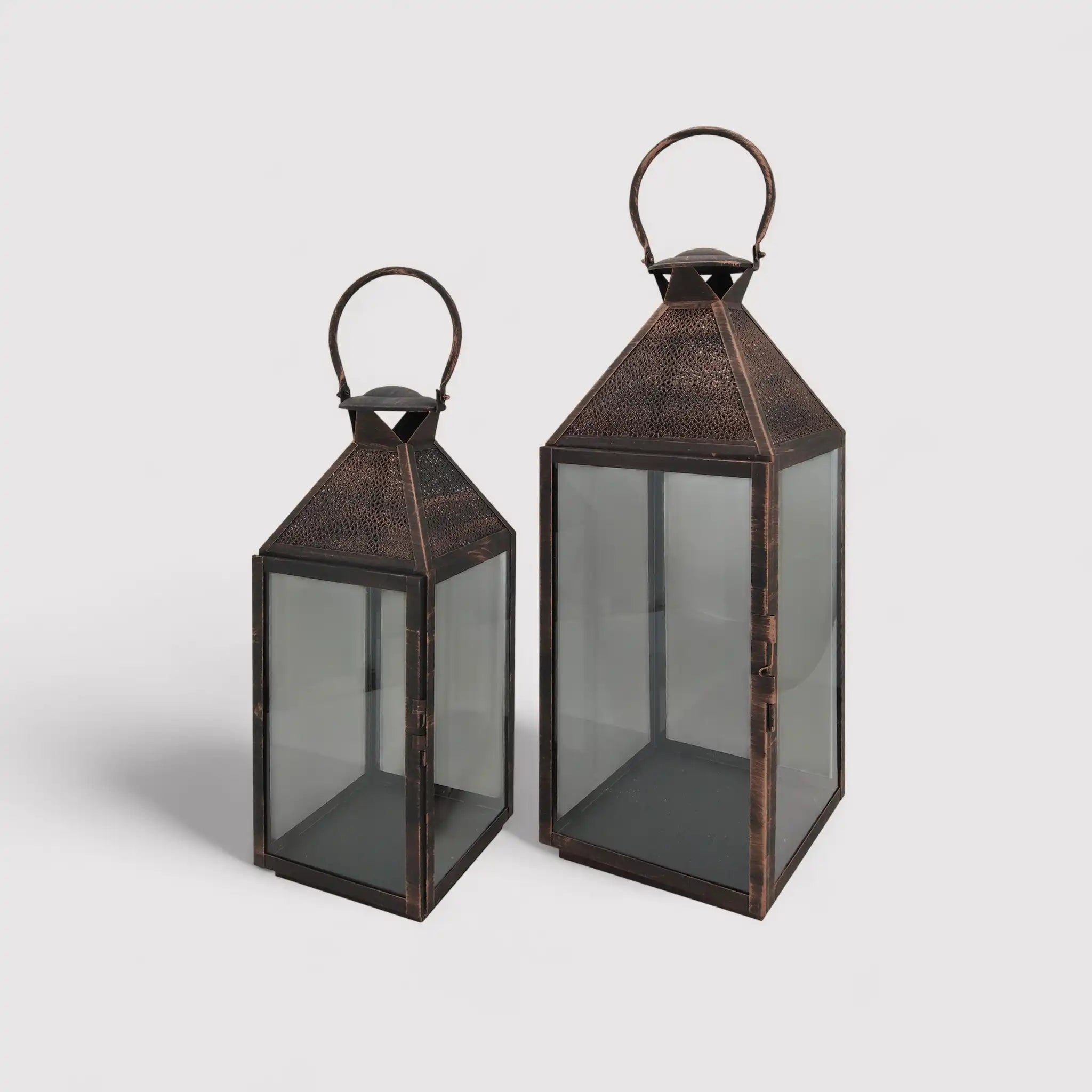 Adenia - Set di 2 lanterne in stile vintage color bronzo