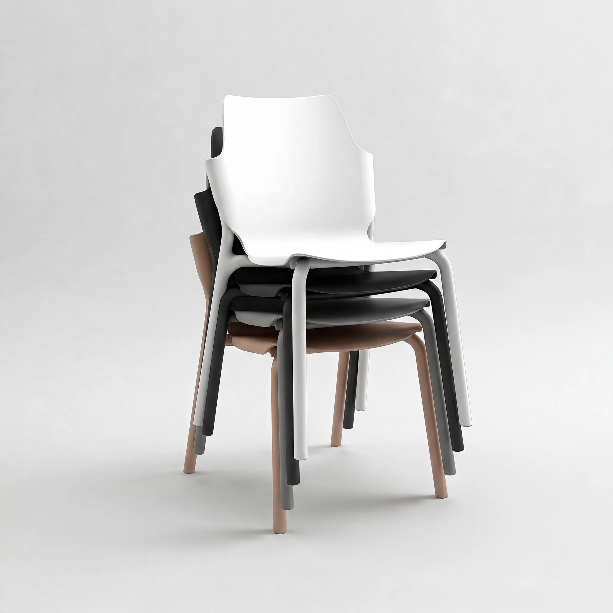 Zeran - Set 2 Sedie da pranzo impilabili colore nero moderne