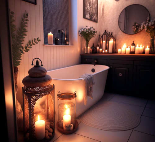 Composizioni con candele in bagno