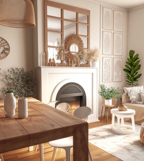 Ensemble de 4 meubles de salon avec cheminée décorative collection